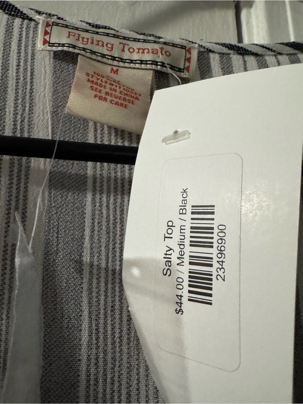 Flying Tomato Black & White Striped Tie Front Bell Sleeve Crop Top NWT - Picture 4 of 4